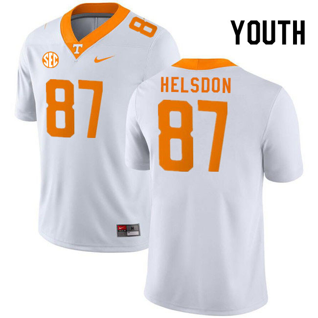 Youth #87 Joshua Helsdon Tennessee Volunteers College Football Jerseys Stitched Sale-White